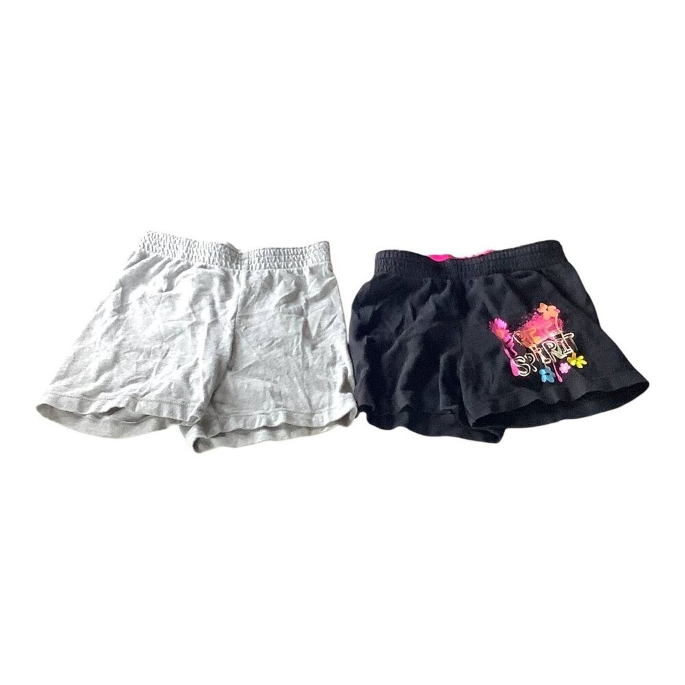 Faded Glory Sweatpants Shorts Girls XS 4-5 Lot Of 2 Black Gray Elastic Waist